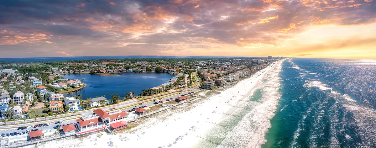 Sky View of the City, Beach and Condos | Furnace Repair in Destin | Emerald Coast Air Conditioning and Heating | AirConditioningRepairPensacola.com