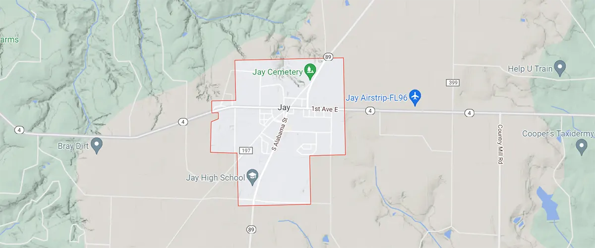 City District on Map | Furnace Repair in Jay | Emerald Coast Air Conditioning and Heating | AirConditioningRepairPensacola.com