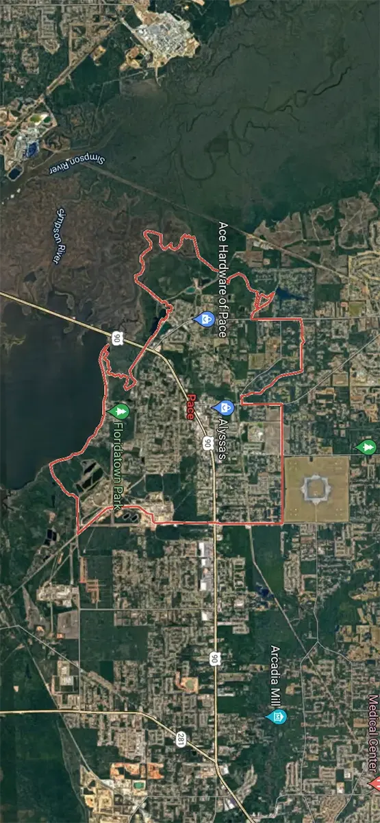 City District on a Map | Furnace Repair in Pace | Emerald Coast Air Conditioning and Heating | AirConditioningRepairPensacola.com
