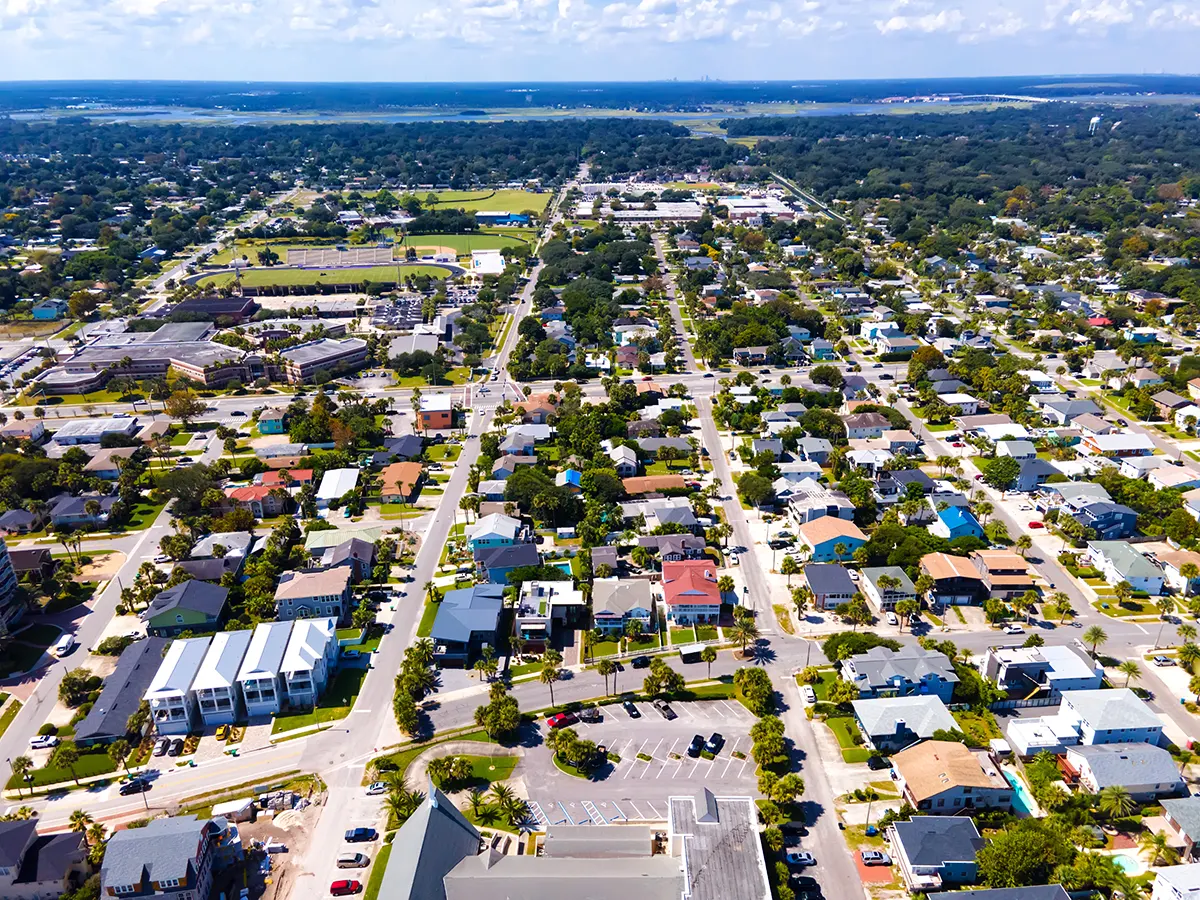 Skyview of the City and Houses | Furnace Repair in Pace | Emerald Coast Air Conditioning and Heating | AirConditioningRepairPensacola.com