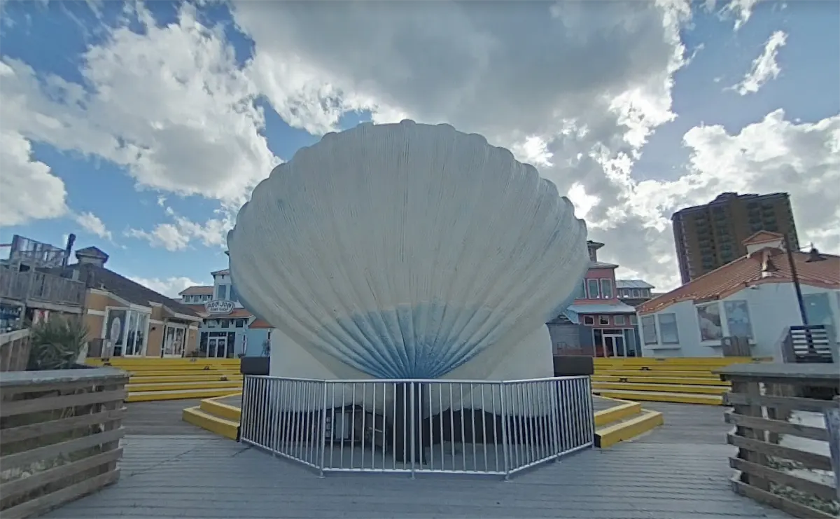 Large Seashell Statue Skyview of the Condos and Town | Furnace Repair in Pensacola Beach | Emerald Coast Air Conditioning and Heating | AirConditioningRepairPensacola.com