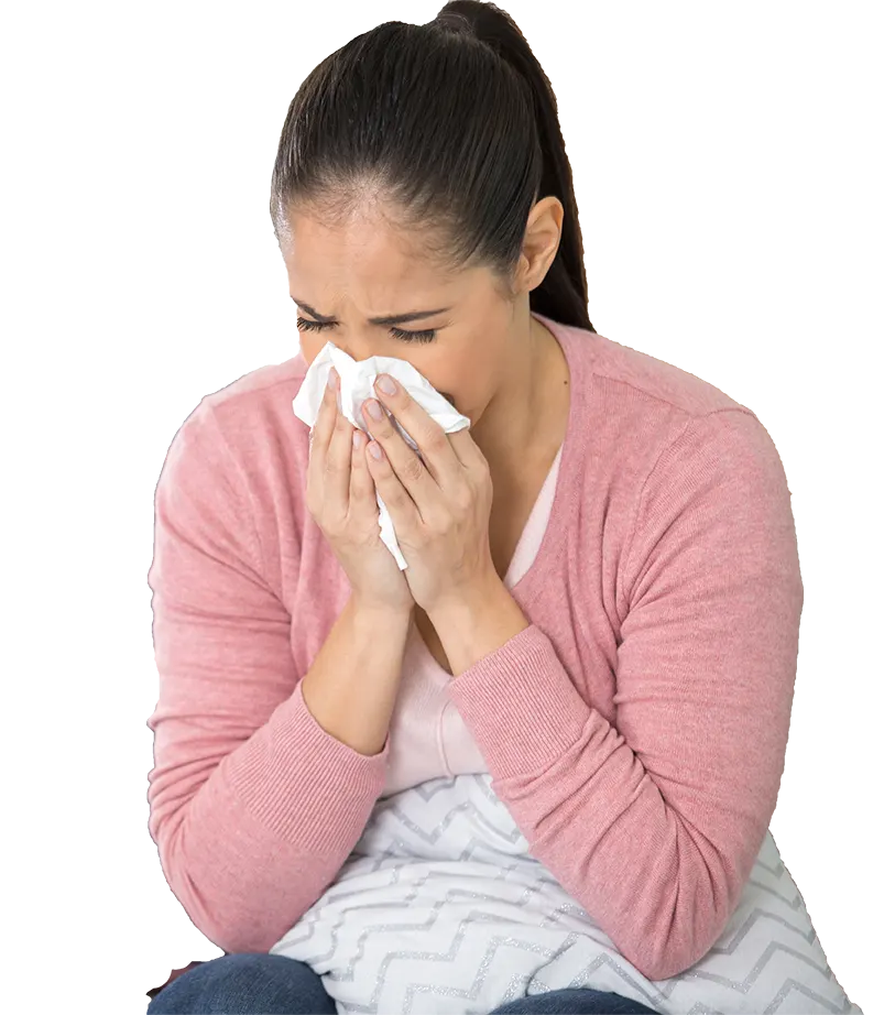 Woman having allergic reaction to poor indoor air quality | Indoor Air Quality | Emerald Coast Air Conditioning and Heating | AirConditioningRepairPensacola.com